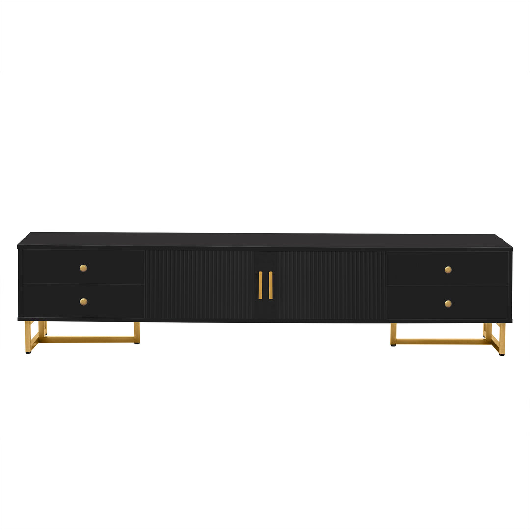 Modern Black TV Stand with Storage for 65 Inch TV