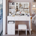 Load image into Gallery viewer, 41&#39; Large Size Left Drawer Desktop Vanity Table+Cushioned Stool Dresser Set
