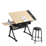 Load image into Gallery viewer, Adjustable Drawing Drafting Table Desk With 2 Drawers &amp; 1 Stool
