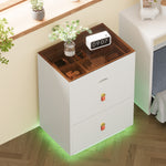 Load image into Gallery viewer, Modern 30&#39;&#39; Nightstand with LED Light 3 Storage Drawers
