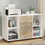 Load image into Gallery viewer, 39.37 Inches Printer Stand Large Mobile Lateral File Cabinet with 2 Drawers
