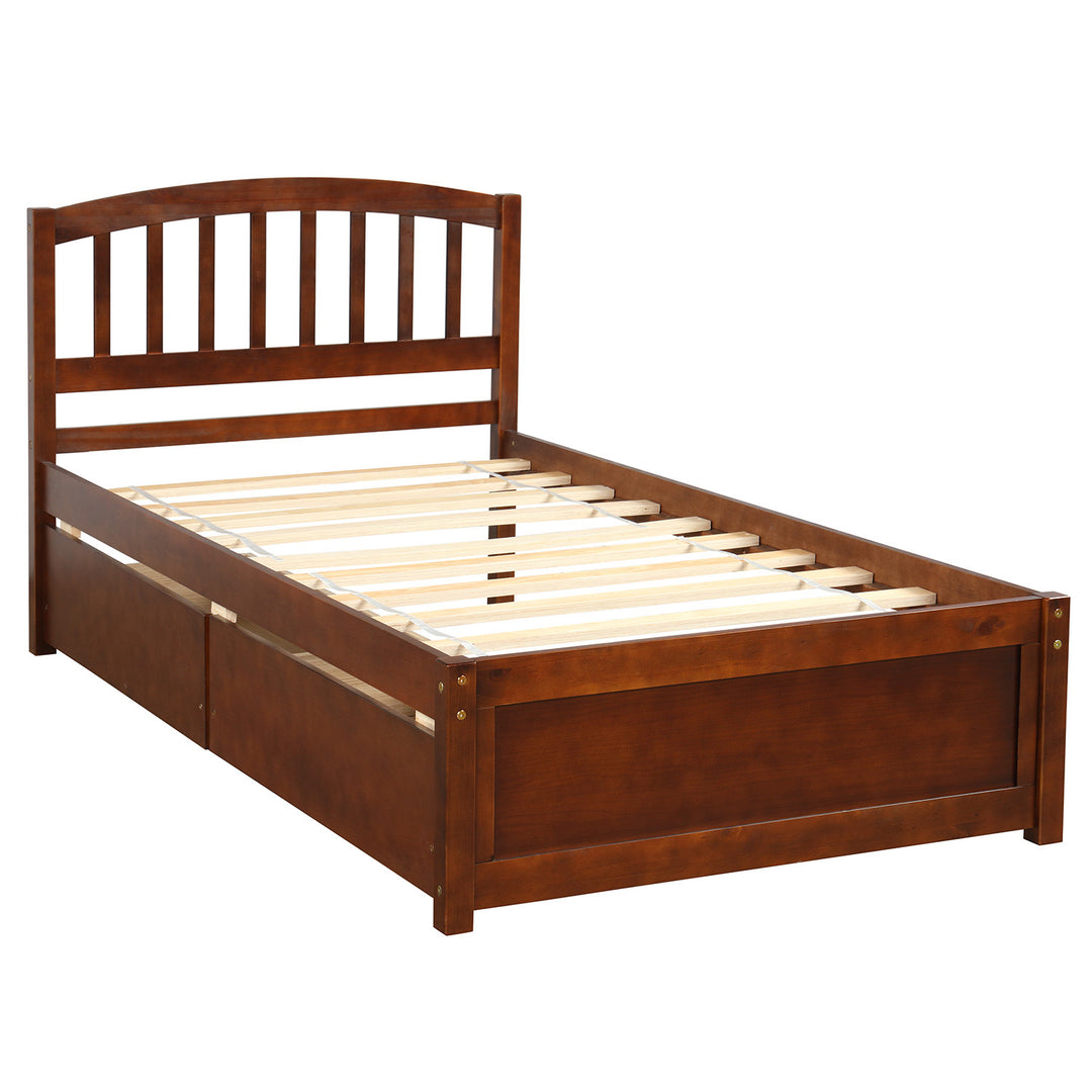 Twin Platform Storage Bed Frame with Two Drawers and Headboard