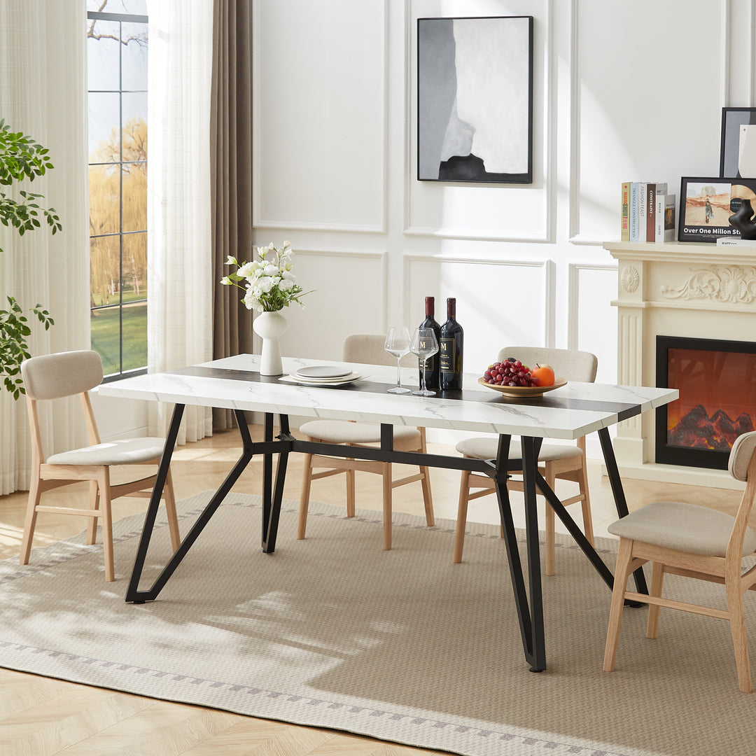 70.9'Rectangular Large Marble Grain Waterproof Dining Table