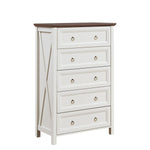 Load image into Gallery viewer, Farmhouse Wood Rustic Tall Chest 5 Drawers Dresser

