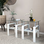 Load image into Gallery viewer, Modern Tempered Glass Square White Tea Table Coffee Table End Table
