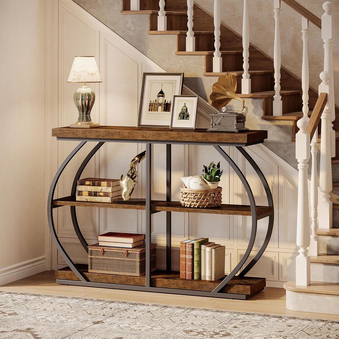 3-Tier Entryway Table Console with Arched Metal Frame