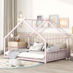 Load image into Gallery viewer, Pink Full Size Metal House Bed
