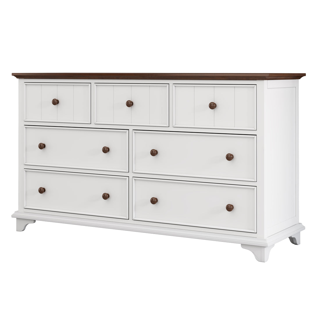 Modern Wooden Captain White Seven-Drawer Dresser