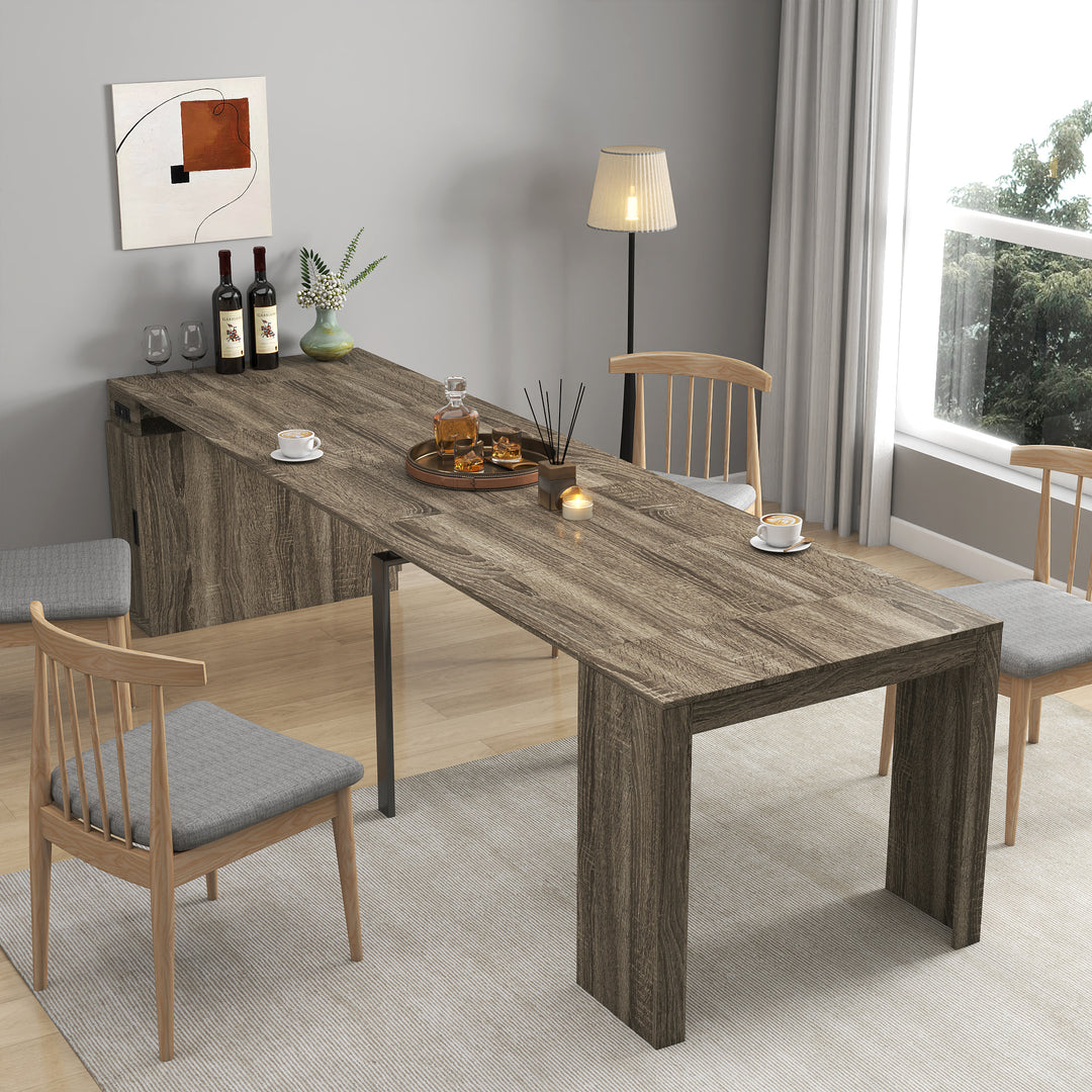 Modern Multifunctional Extendable Brown Dining Table with Outlet