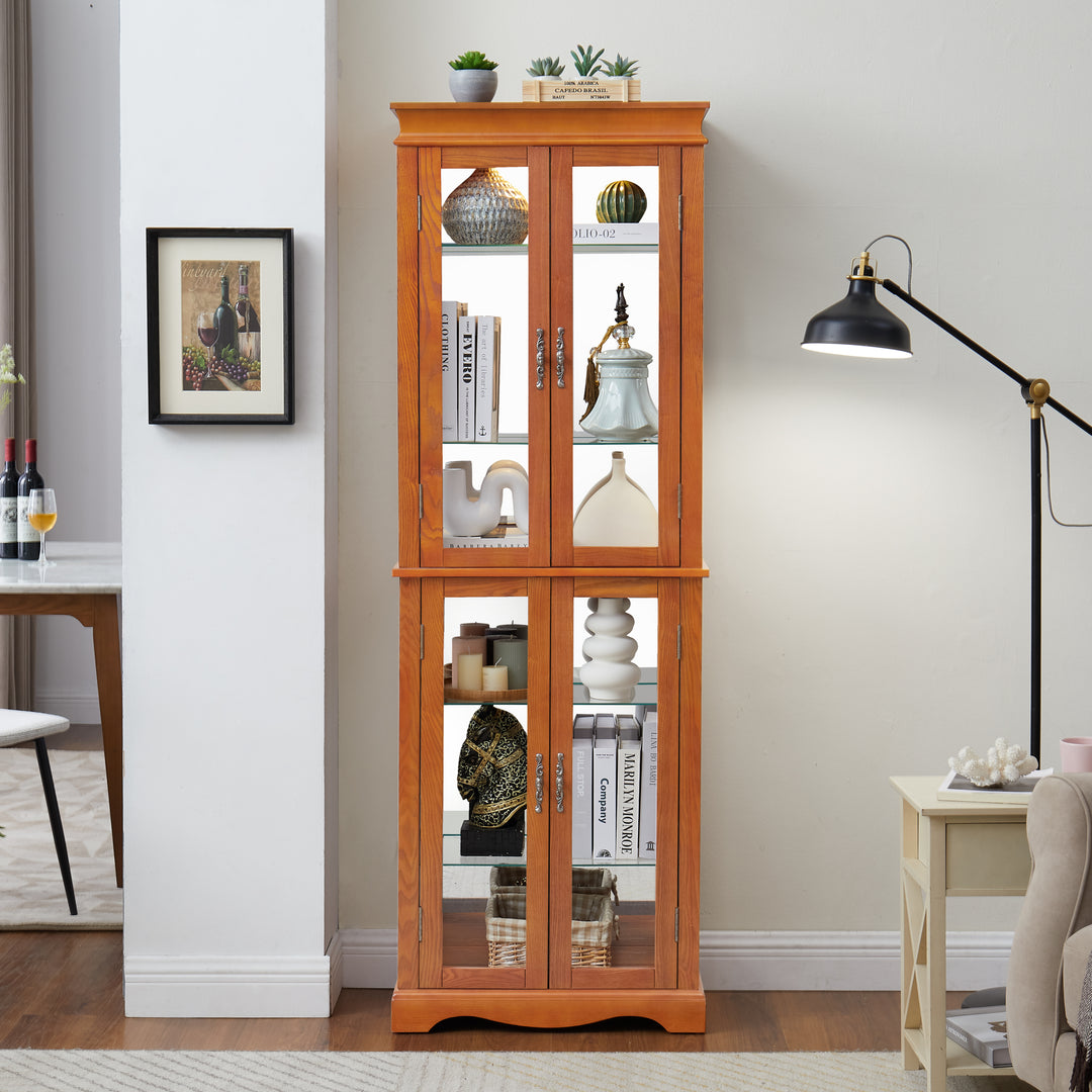 Exquisite Glass Cabinet Showcases Wood Frame Toy Display Shelves