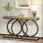 Load image into Gallery viewer, Industrial Console Table 55&#39; - Narrow Long Entryway Sofa Table with Geometric Metal Frame
