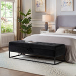 Load image into Gallery viewer, 58.6&#39; Bed Bench Metal Base with Storage Black Velvet
