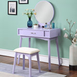 Load image into Gallery viewer, Contemporary Wood Purple Vanity and Stool Set
