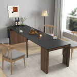 Load image into Gallery viewer, Modern Multifunctional Extendable MDF Walnut Black Dining Table with Outlet
