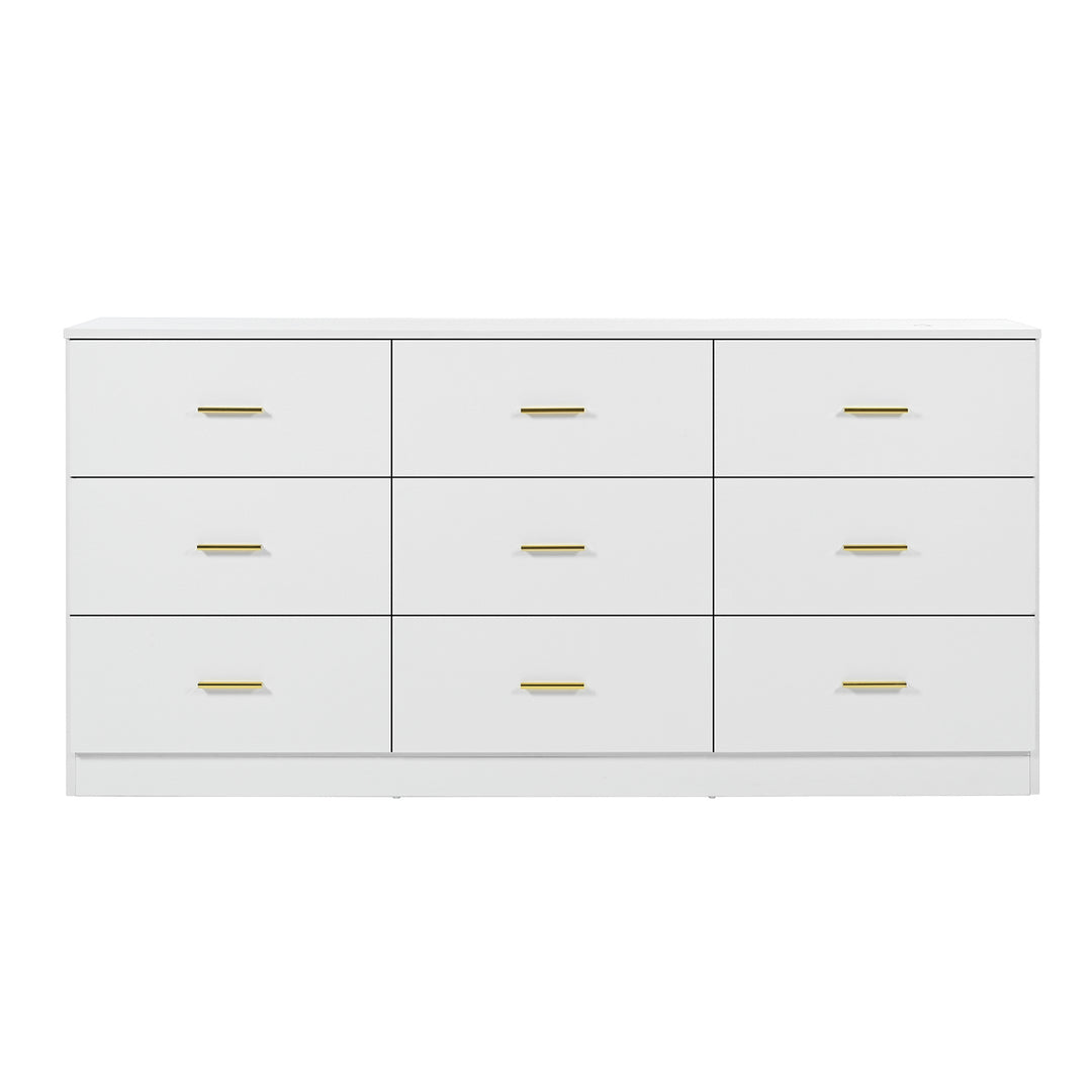 Modern White 9-Drawer Dresser