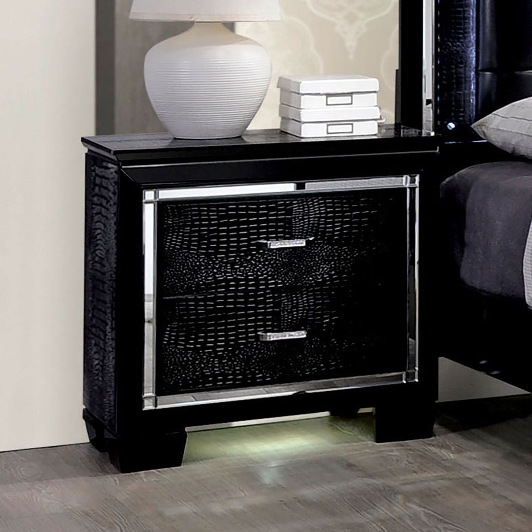 Contemporary LED Light English Dovetail Black Nightstand