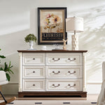 Load image into Gallery viewer, Farmhouse Style Wooden 6 Storage Drawer Dresser

