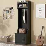 Load image into Gallery viewer, Multi-functional Black Hall Tree Coat Rack with Cabinet &amp; 6 Hanging Hooks
