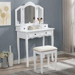 Load image into Gallery viewer, White Vanity Make Up Table And Stool Set With Vanity Mirror Bench
