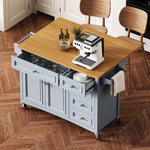 Load image into Gallery viewer, 52&#39;&#39; Kitchen Island on Wheels with Spice Rack Drop Leaf Towel Rack
