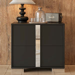 Load image into Gallery viewer, Elegant Black Nightstand with Metal Foot Mirrored
