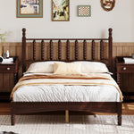 Load image into Gallery viewer, Retro Walnut Full Size Wood Platform Bed with Gourd Shaped Headboard