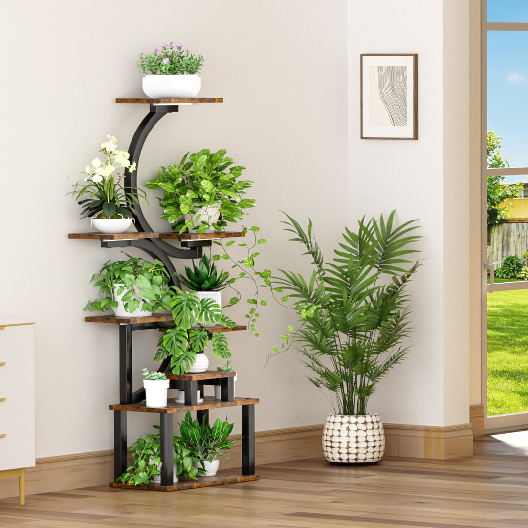 8-Tiered Indoor Plant Stand with 5 Grow Lights for Living Room Garden