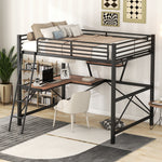 Load image into Gallery viewer, Black Full Size Loft Metal MDF Bed with Desk &amp; Shelf
