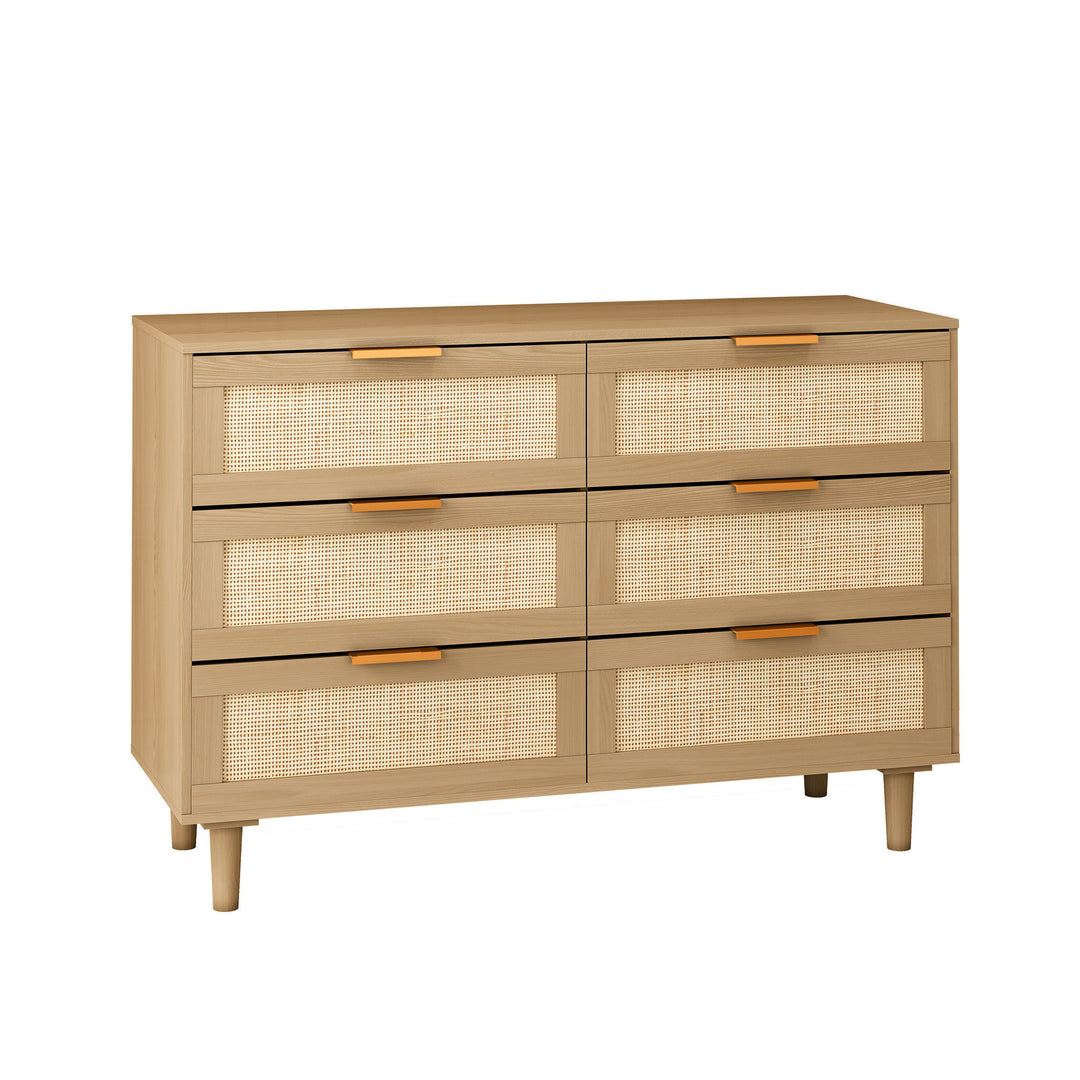 Modern Rattan Dresser with 6 Drawers for Bedroom and Living Room