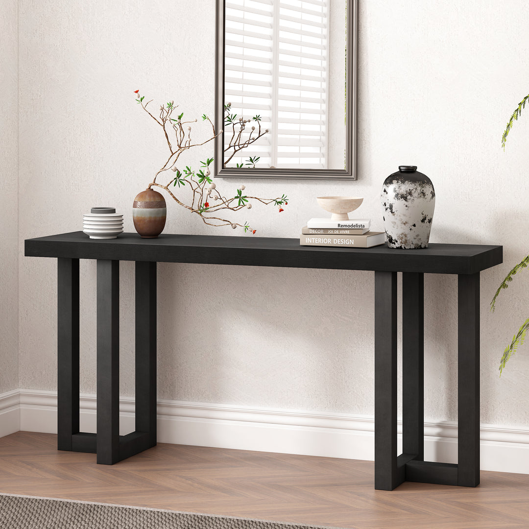 Geometric Design Console Table with Solid Pine Legs