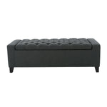 Load image into Gallery viewer, Contemporary Dark Grey Fabric Storage Benches with Tufted Top
