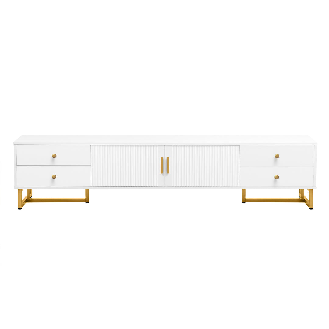 Modern White TV Stand with Storage for 65 Inch TV