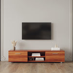 Load image into Gallery viewer, Walnut TV Stand for 70 Inch TV Stands 2 Storage Cabinet with Open Shelves
