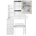 Load image into Gallery viewer, 29.2&#39; Small Size Left Drawer Desktop White Vanity Table With Cushioned Stool
