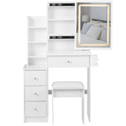 29.2' Small Size Left Drawer Desktop White Vanity Table With Cushioned Stool