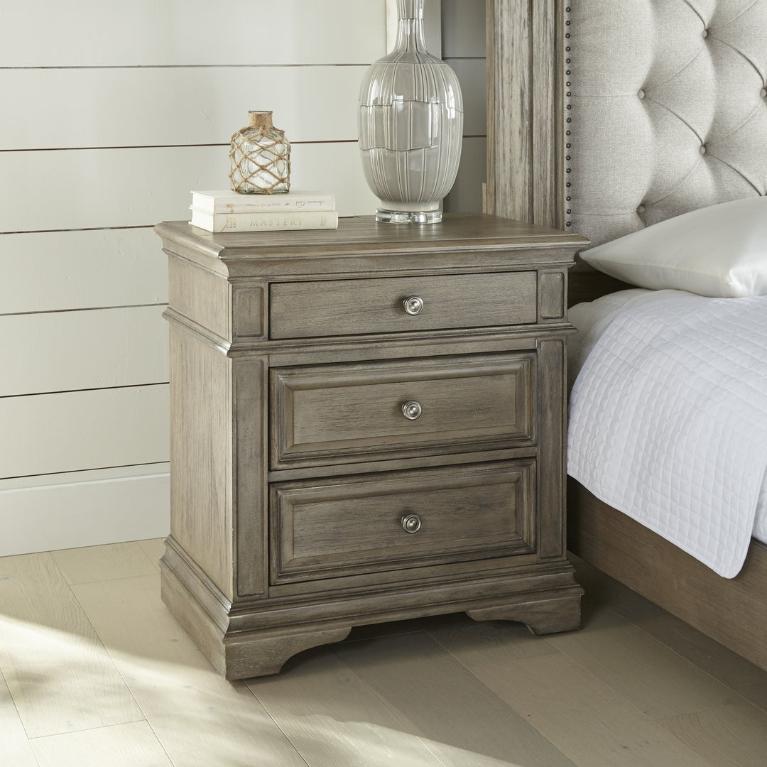 Highland Park Waxed Driftwood Nightstand With USB