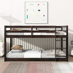 Load image into Gallery viewer, Solid Rubber Wooden Twin over Twin Floor Bunk Bed with Ladder
