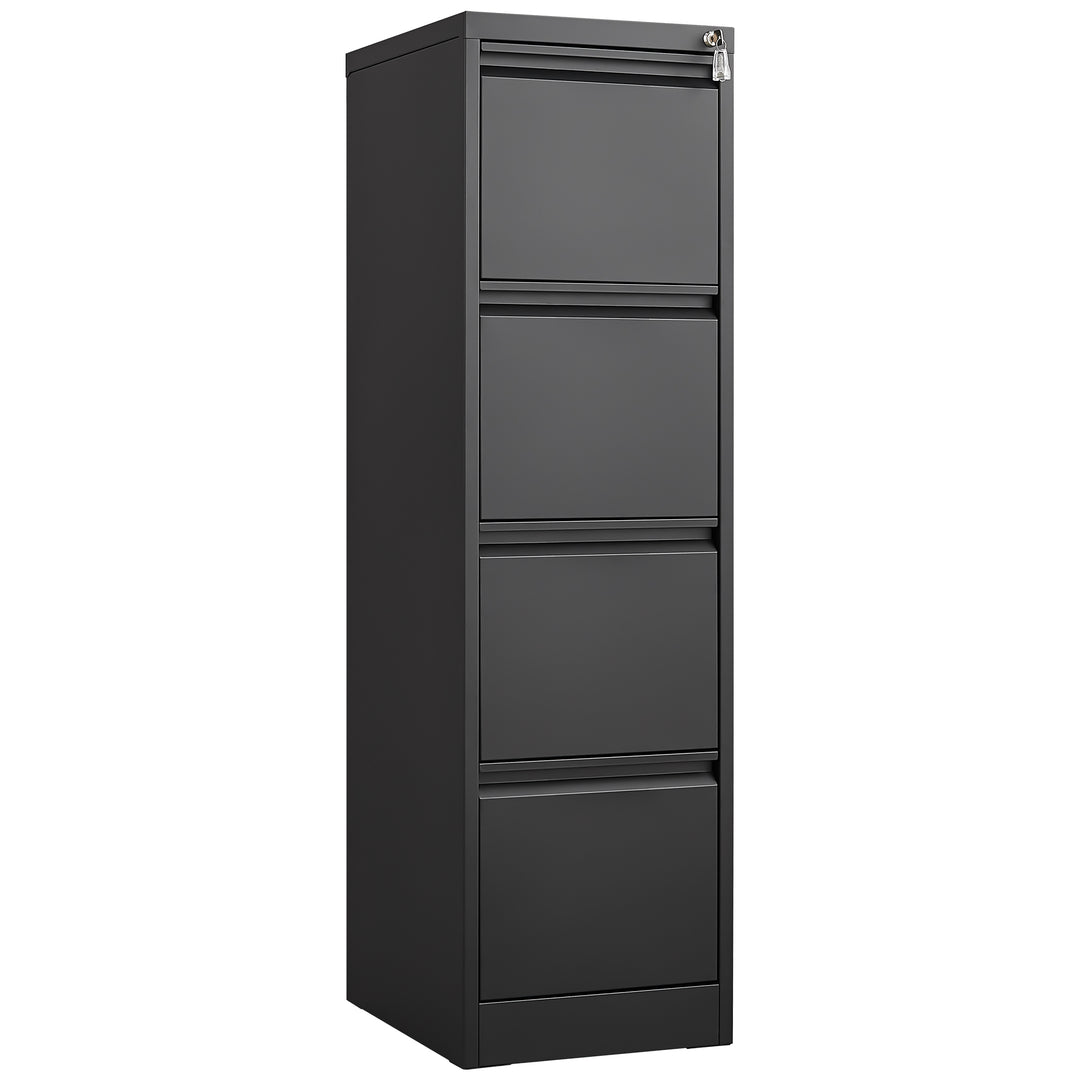 4 Drawer Vertical Black Metal File Cabinet with Lock