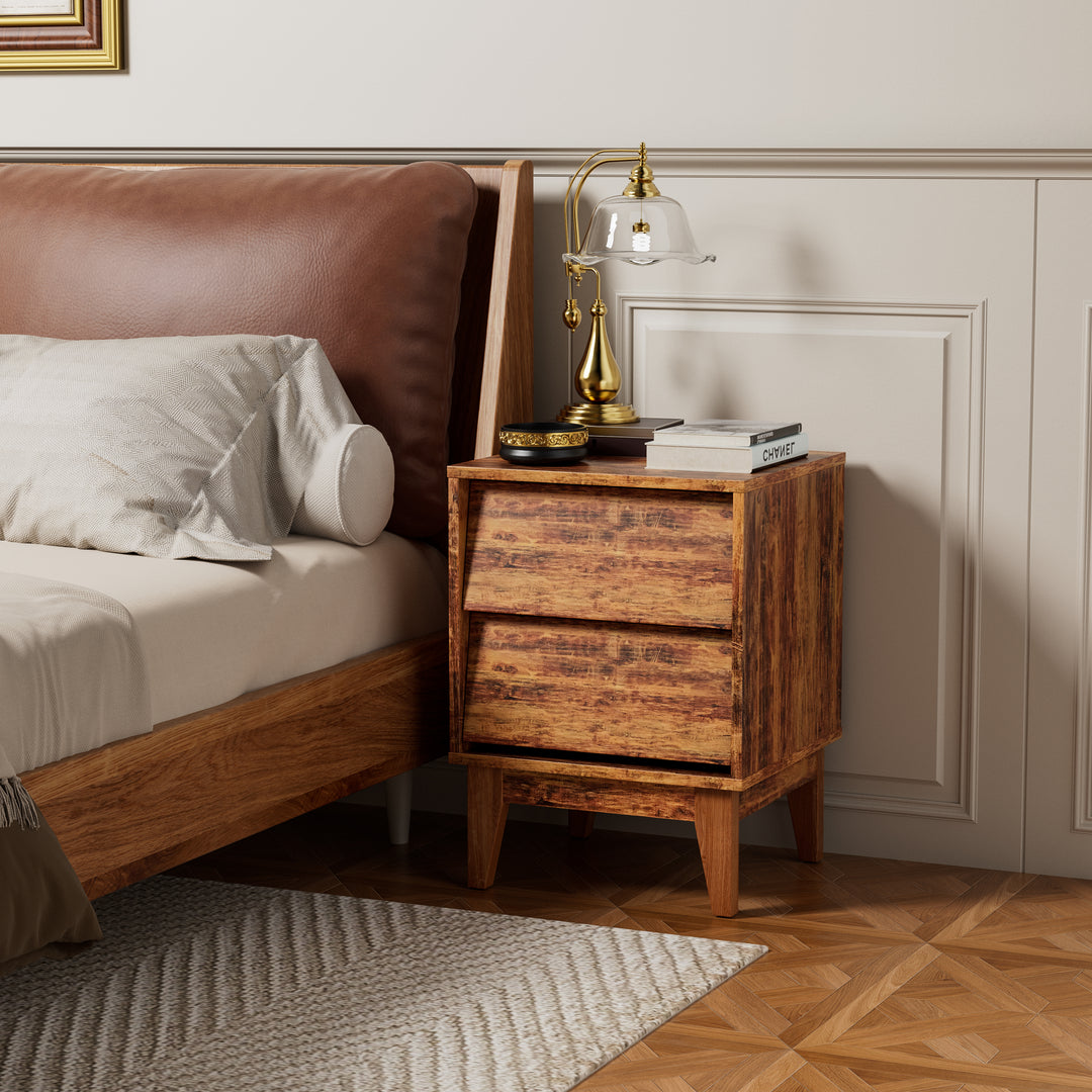 2 Set Nightstands Features Vintage-style and Bevel Design