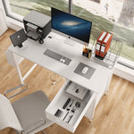Load image into Gallery viewer, 47.3&#39; White Office Desk With Power Outlet 3 Drawers Side Pocket
