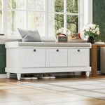 Load image into Gallery viewer, Classic White Shoe Bench with Cushion and Three Drawers
