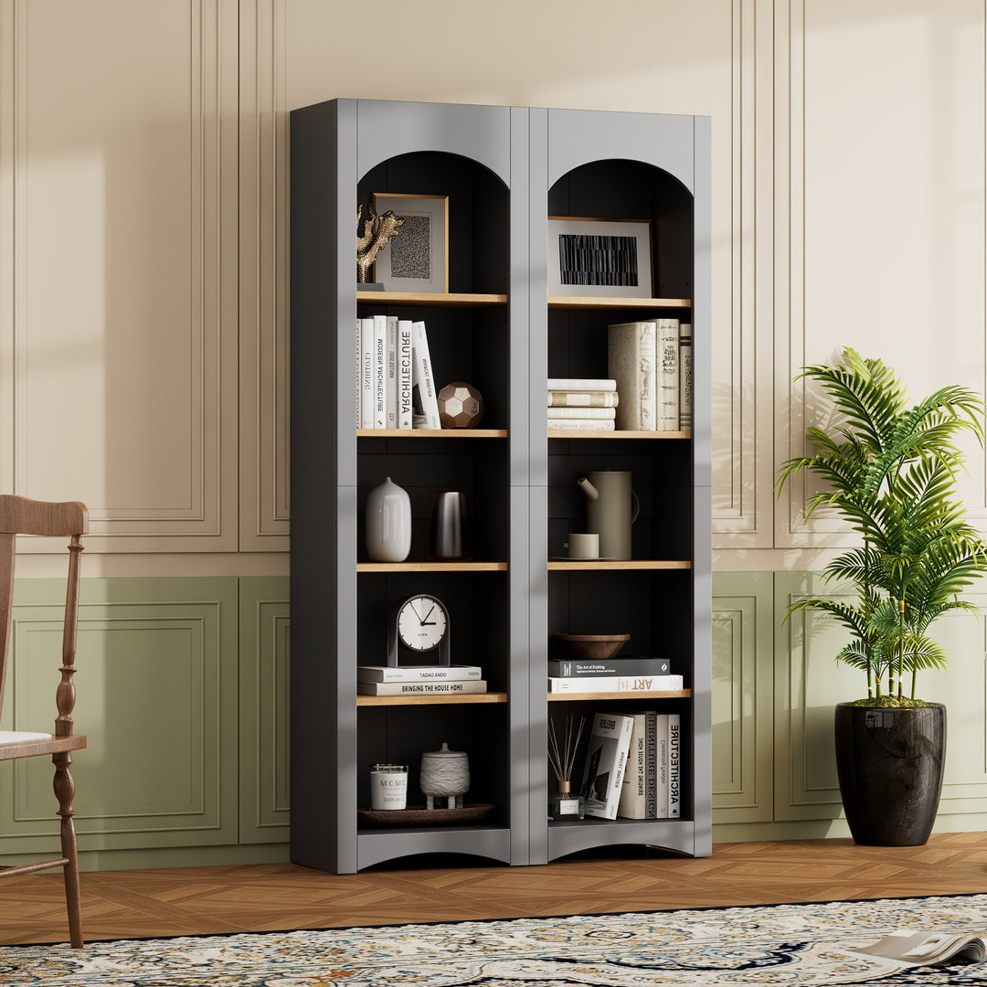 Modern 72' Heigh Free Standing 5 Tier Grey Bookshelves