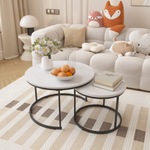 Load image into Gallery viewer, 27.6 inch Round Nesting Wood Marble Pattern Top Coffee Table