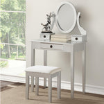 Load image into Gallery viewer, Wood Silver Makeup Vanity Table And Stool Set With 3 Storage Drawers