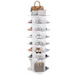 Load image into Gallery viewer, 7-Tier Square Rotating White Shoe Rack Tower with 360° Spinning Organizer
