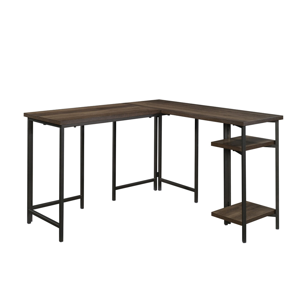 Rustic Brown Finish L-Shaped Desk