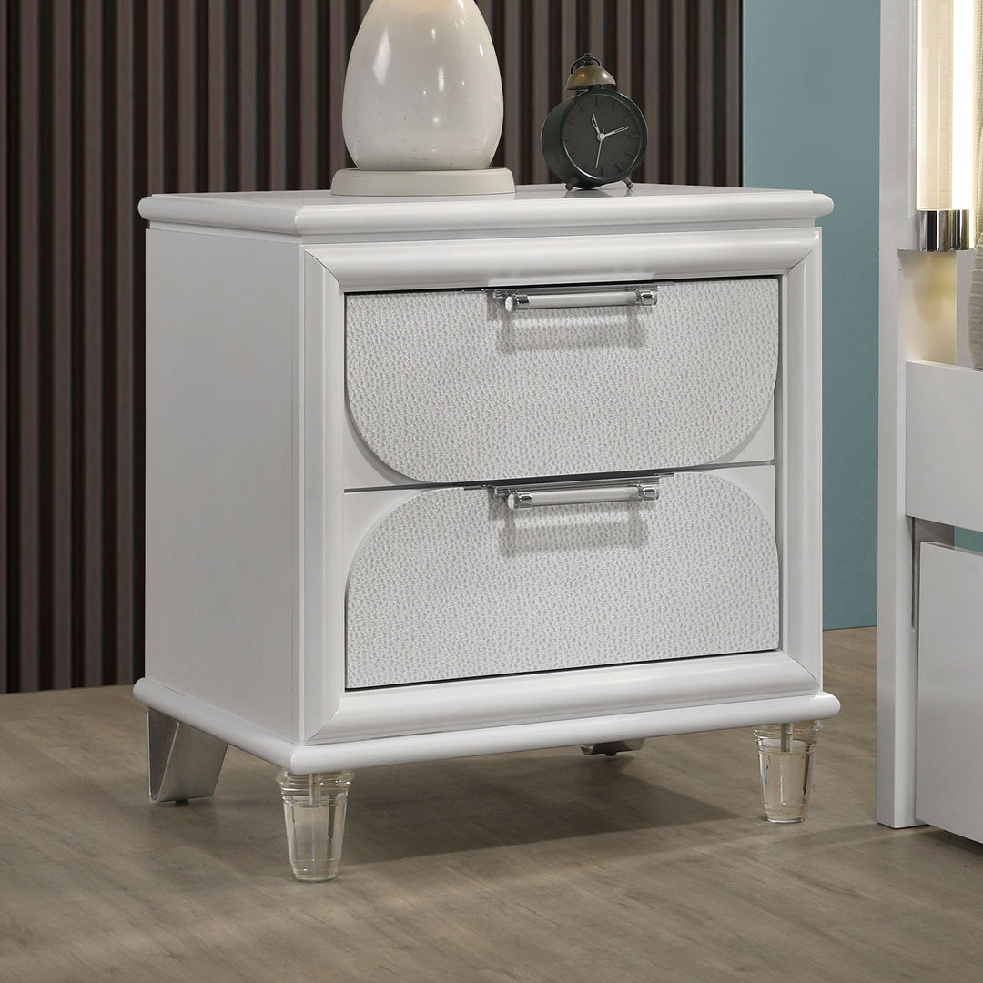 ontemporary Acrylic Handles Pearl White 1pc Nightstand With 2-Drawers