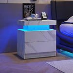 Load image into Gallery viewer, Nightstand LED Bedside Table Cabinet Lights Modern End Side with 2 Drawers