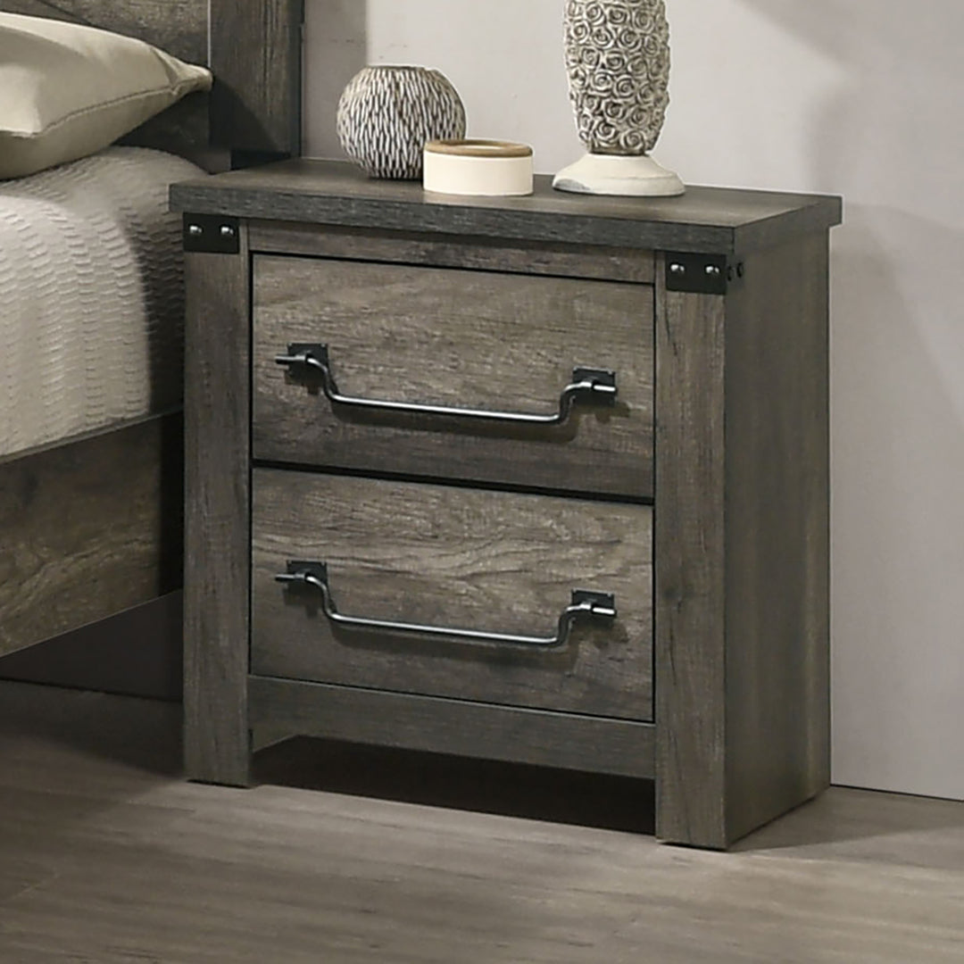 Rustic Gray Bedside Table Wooden Nightstand