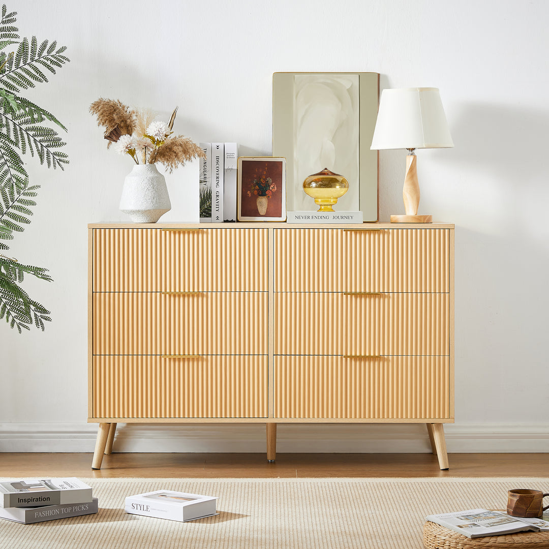 6 Double Wooden Chest Dressers with Wavy Drawers